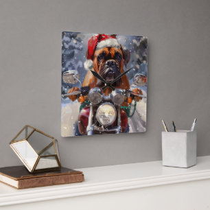 Horloge Carrée Bullmastiff Chien équitation Moto Noël