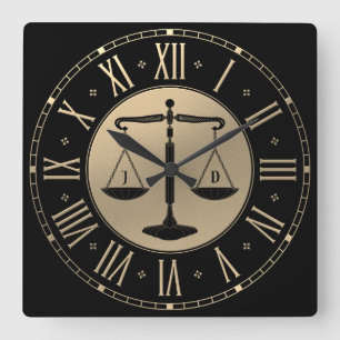 Horloge Carrée BUREAU DU DROIT  Scales de justice