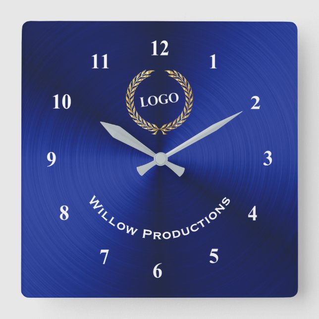 Horloge Carrée Business Logo Blue (Recto)