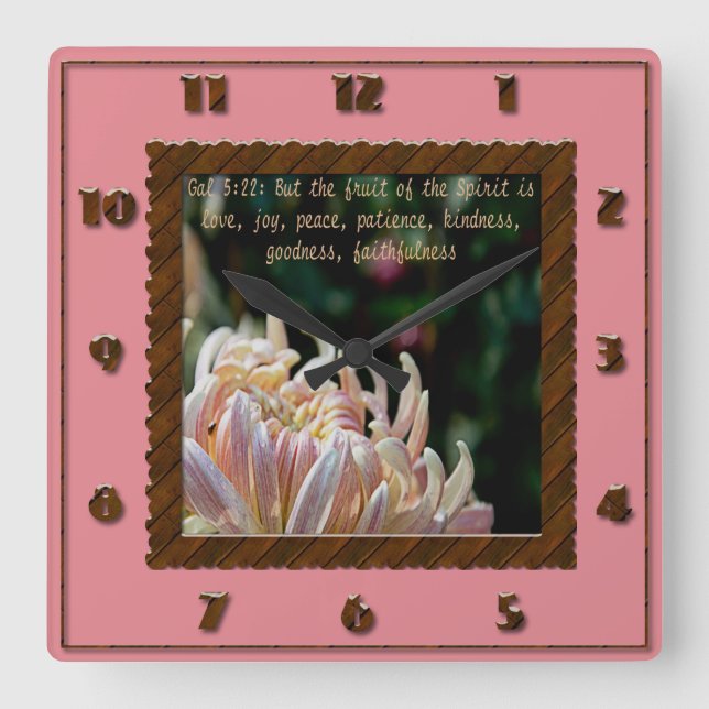 Horloge Carrée But the fruit of the Spirit Square Clock (Recto)