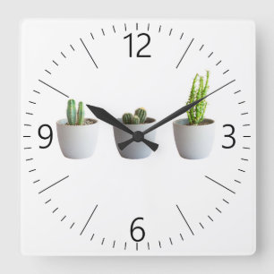 Horloge Carrée Cactus en pots