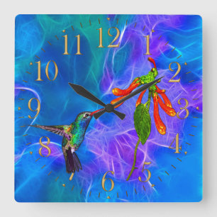 Horloge Carrée Cadeau de Birdlover de faune de colibris