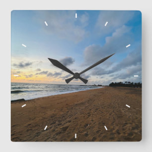 Horloge Carrée Cadeau de décoration côtière tropicale de coucher