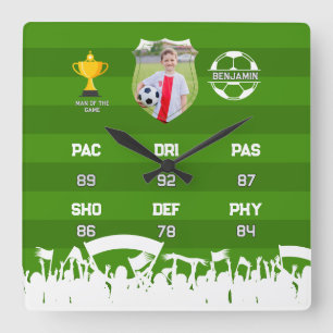 Horloge Carrée Cadeau de football personnalisé pour enfants, cart