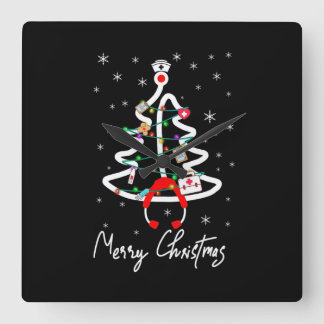 Horloge Carrée Cadeau de l'infirmière| Joyeux Noël Noël Infirmièr