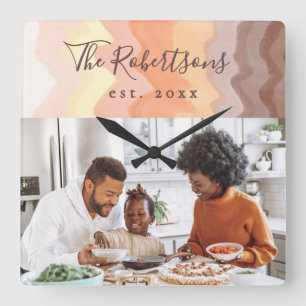 Horloge Carrée Cadeau de photo personnalisé pour la famille avec 