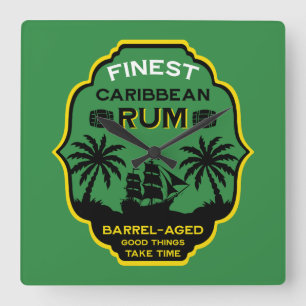 Horloge Carrée Cadeau de rhum des Caraïbes