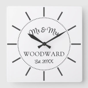 Horloge Carrée Cadeau Mariage moderne pour jeunes mariés