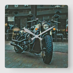 Horloge Carrée cadeau motocyclette rétro