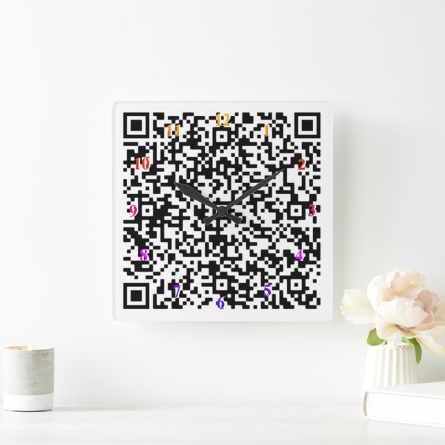 Horloge Carrée Cadeau personnalisé QR Code cadenas personnalisé (Maison)