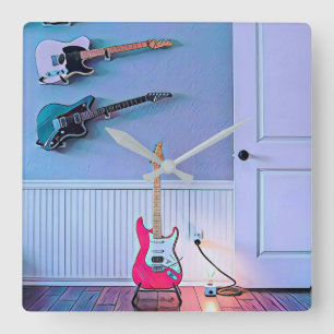 Horloge Carrée Cadeau pour mari guitariste