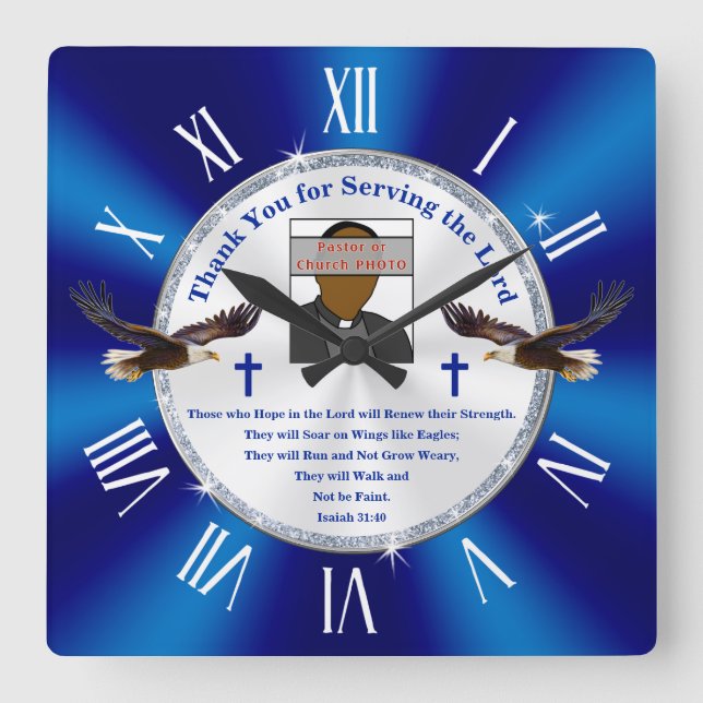 Horloge Carrée Cadeaux d'appréciation du pasteur créatif, Merci (Recto)