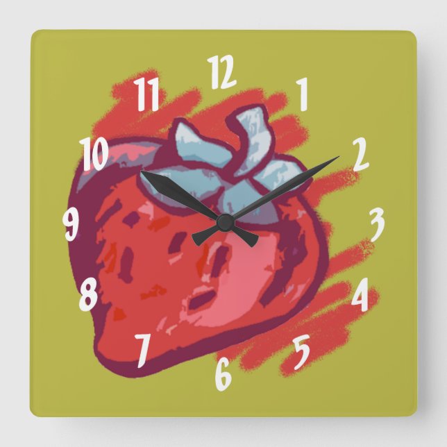 Horloge Carrée Cadeaux de fraises (Recto)