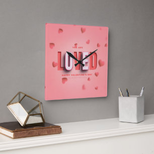 Horloge Carrée Cadeaux de la Saint-Valentin de SlipperyJoe's ton