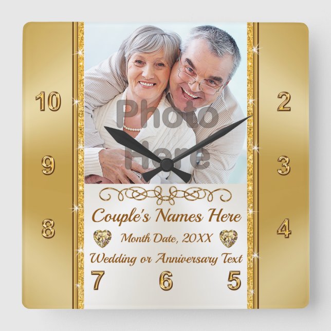 Horloge Carrée Cadeaux de mariage pour le 2ème mariage ou cadeau  (Recto)
