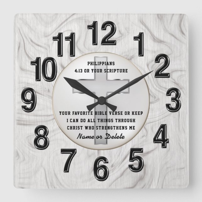 Horloge Carrée Cadeaux d'encouragement chrétien personnalisés pou (Recto)