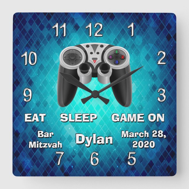 Horloge Carrée Cadeaux Gamer personnalisables, Cadeaux Bar Cool M (Recto)