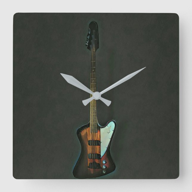 Horloge Carrée Cadeaux pour les joueurs de guitare (Recto)
