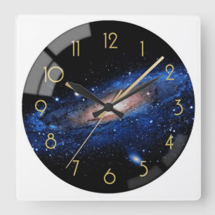 Horloge Carrée Cadran de mur Galaxie Cosmique