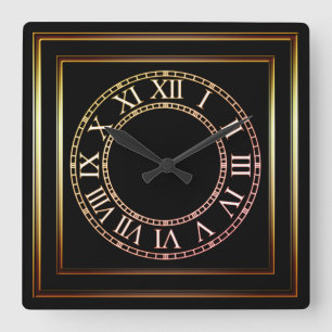 Horloge Carrée Cadran en cuivre simple cadran noir cadran 2