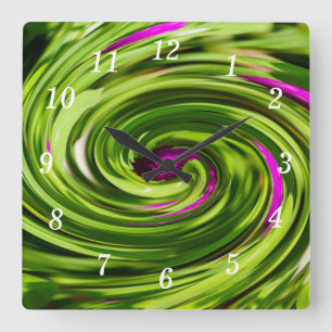 Horloge Carrée Cadran mural Allium abstrait