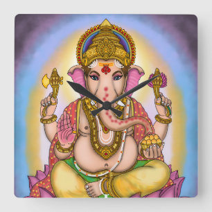 Horloge Carrée Cadran mural décoratif Lord Ganesha