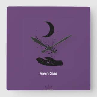 Horloge Carrée Cadran mural Moon Child