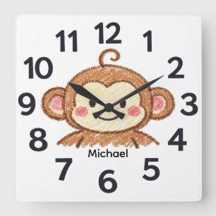 Horloge Carrée Cadran mural personnalisé pour enfant