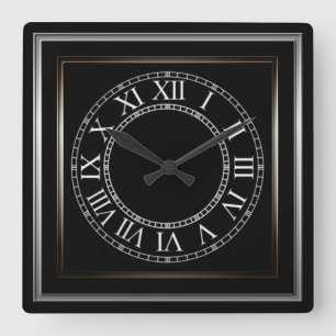 Horloge Carrée Cadre métallique simple noir 2