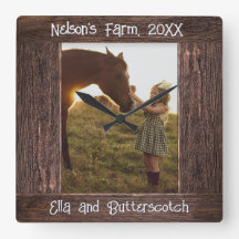 Cadre photo faux modifiable en bois brun rustique