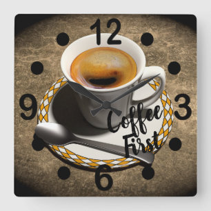 Horloge Carrée Café d'abord