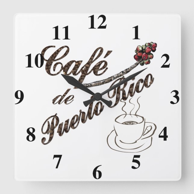 Horloge Carrée Café de Porto Rico Wall Clock (Recto)