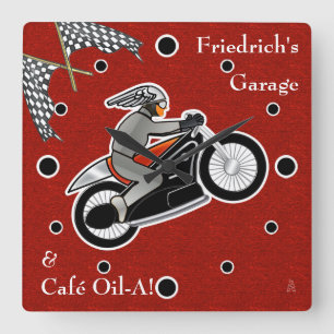 Horloge Carrée Cafe Racer (Personnalisé) - Sq.