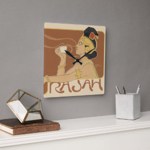 Horloge Carrée Café Rajah Art Nouveau vintage, Dame mit Kaffee