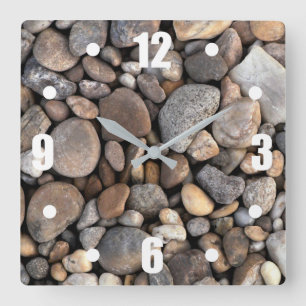 Horloge Carrée Cailloux et motif de pierres
