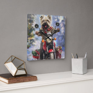 Horloge Carrée Cairn Terrier Chien équitation Moto Noël