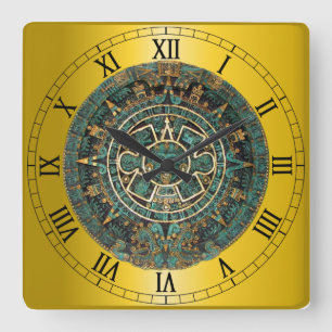 Horloge Carrée Calendrier Aztec