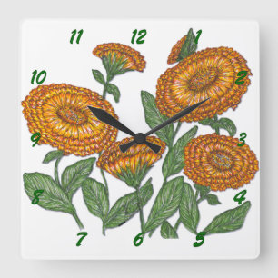Horloge Carrée Calendula