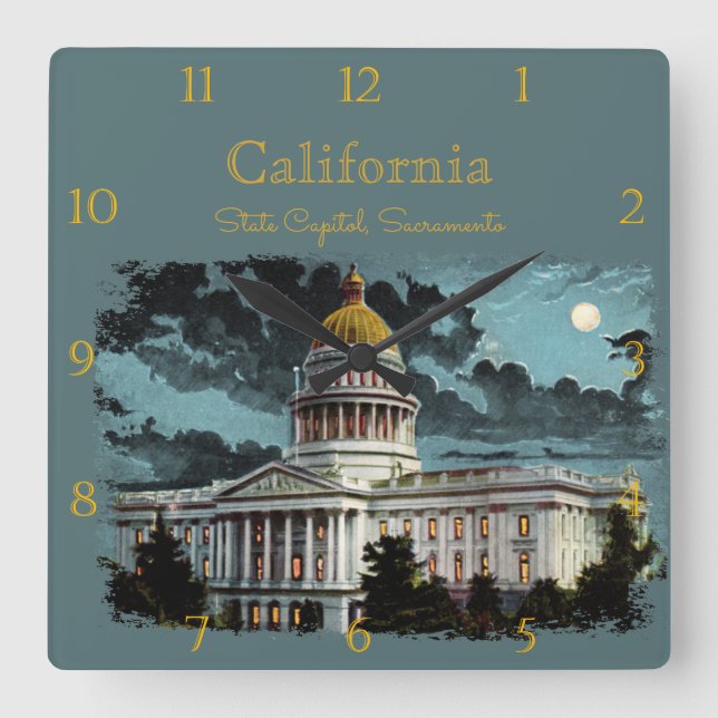 Horloge Carrée California State Capitol Moonlight Custom Carré W (Recto)
