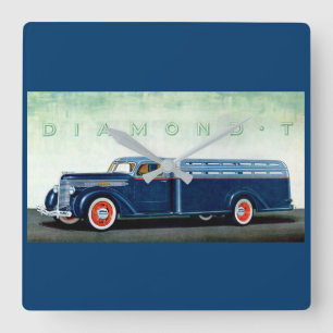 Horloge Carrée Camion bleu Diamond T 1937
