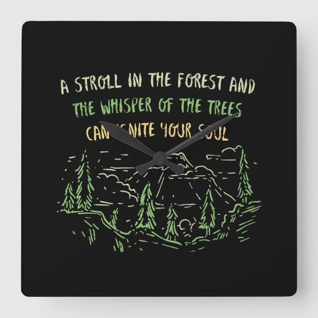 Horloge Carrée Camping Montagnes Cadeau (Recto)