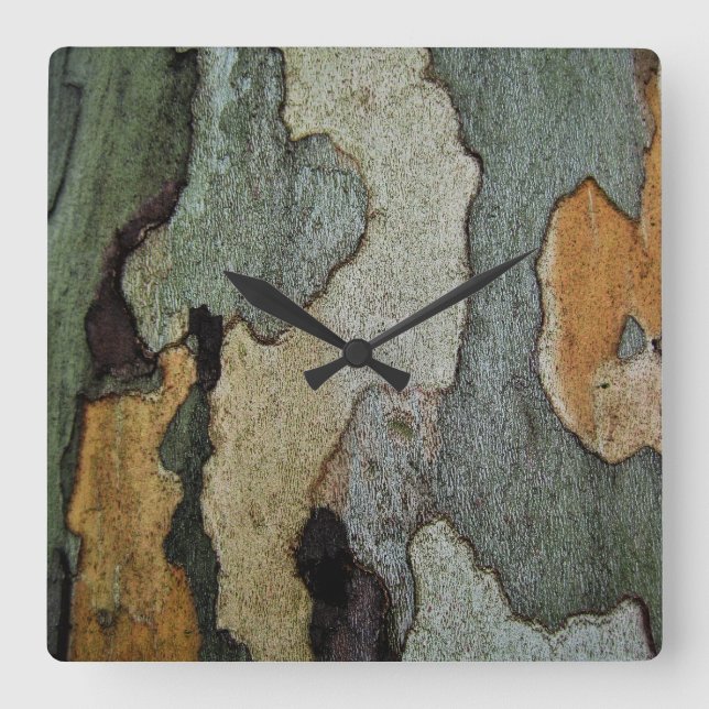 Horloge Carrée Camping Tree Bark (Recto)