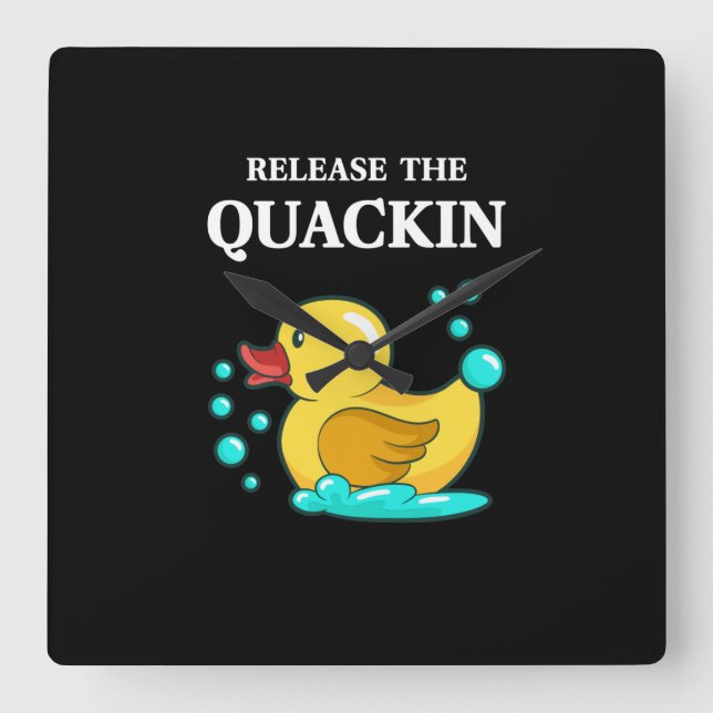 Horloge Carrée Canard - Relâchez Le Quackin (Recto)