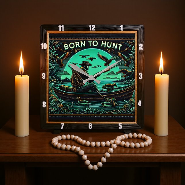 Horloge Carrée Canards dans la brume (Créateur téléchargé)