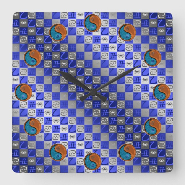 Horloge Carrée Cancer & Bœuf de Bois (Recto)
