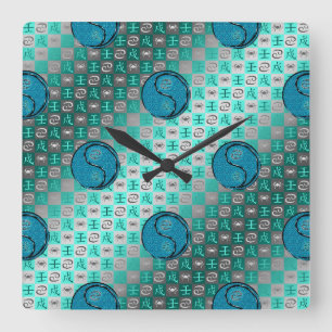 Horloge Carrée Cancer & Chien d'Eau