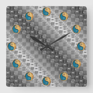 Horloge Carrée Cancer & Lapin de Feu