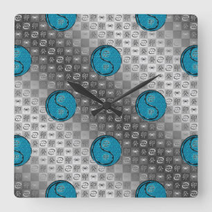 Horloge Carrée Cancer & Lapin d'Eau