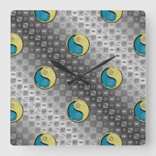 Horloge Carrée Cancer & Lapin Métal