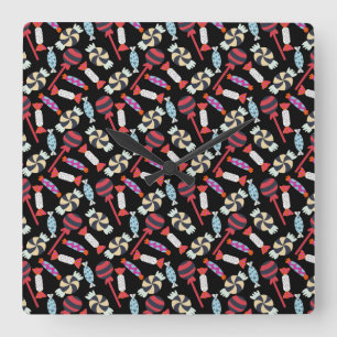 Horloge Carrée Candy pattern Lollies pattern lollipop 14